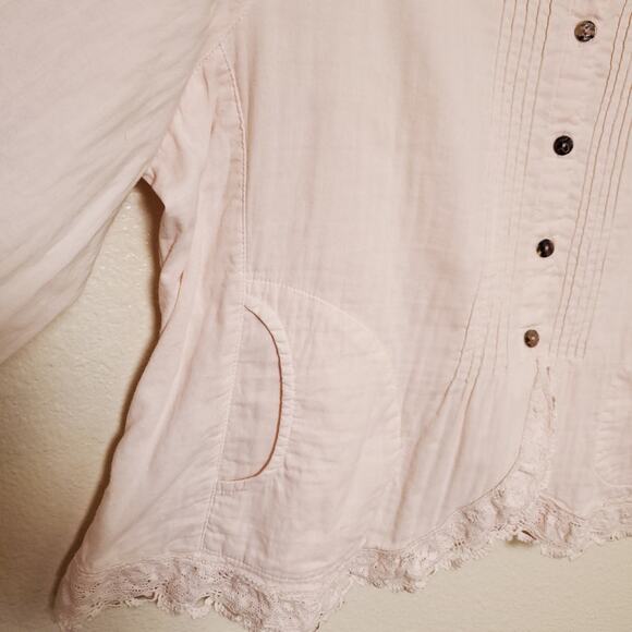 KLEEN Cottagecore Coquette Crochet Gauzy Top Soft Lagenlook - Picture 3 of 13